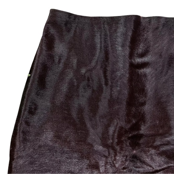 Club Monaco Collection Wool Genuine Calf Hair Leather Lana Skirt Burgundy Size 4 - Picture 3 of 8